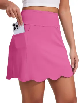 M MOTEEPI Skorts for Woman with Pockets 16" Golf Athletic Skirts Scalloped Hem Tennis Skirt Dressy Casual