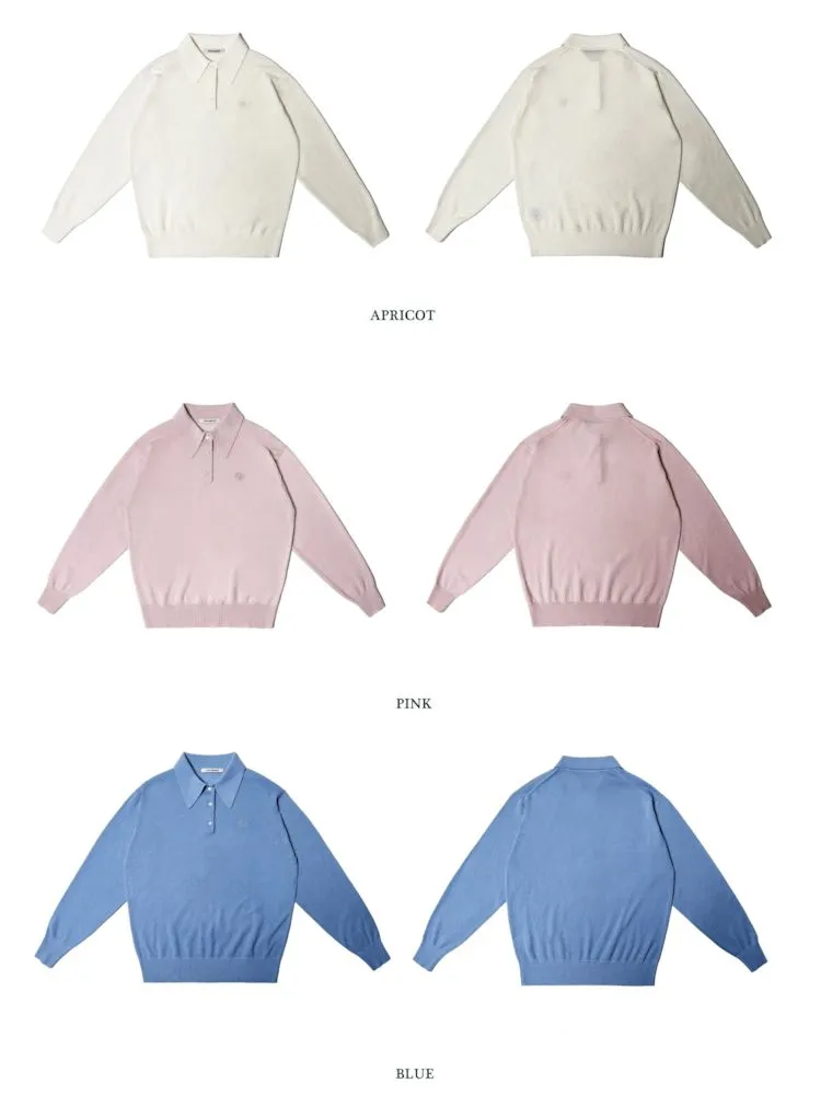 Polo collar long-sleeved jumper【s0000008615】
