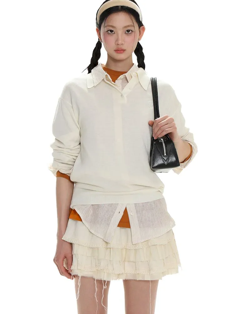 Polo collar long-sleeved jumper【s0000008615】