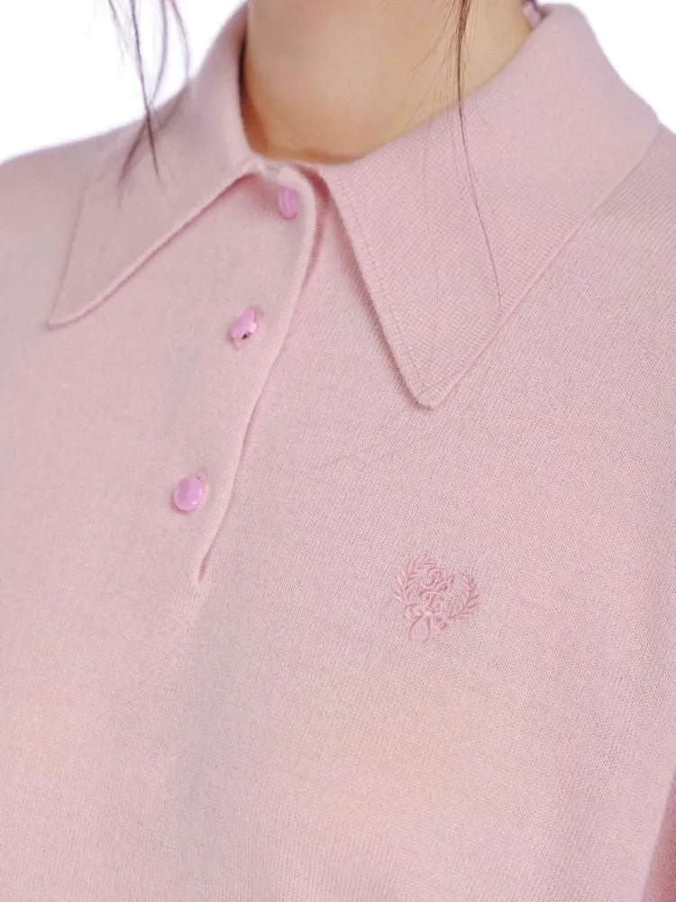Polo collar long-sleeved jumper【s0000008615】