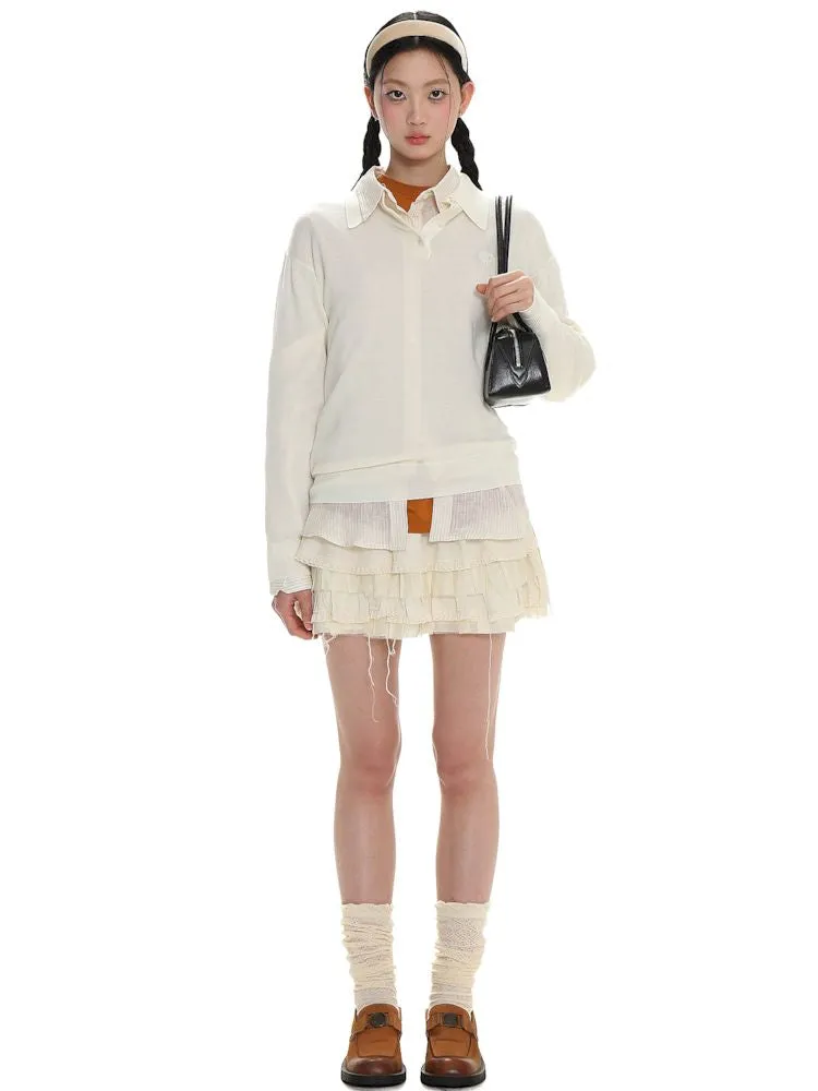 Polo collar long-sleeved jumper【s0000008615】