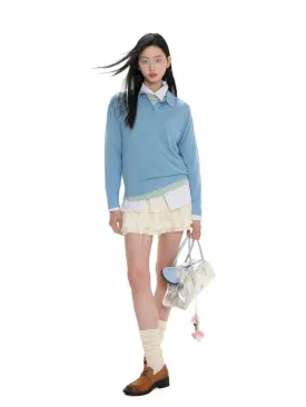 Polo collar long-sleeved jumper【s0000008615】