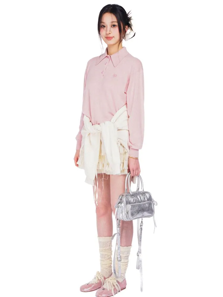 Polo collar long-sleeved jumper【s0000008615】