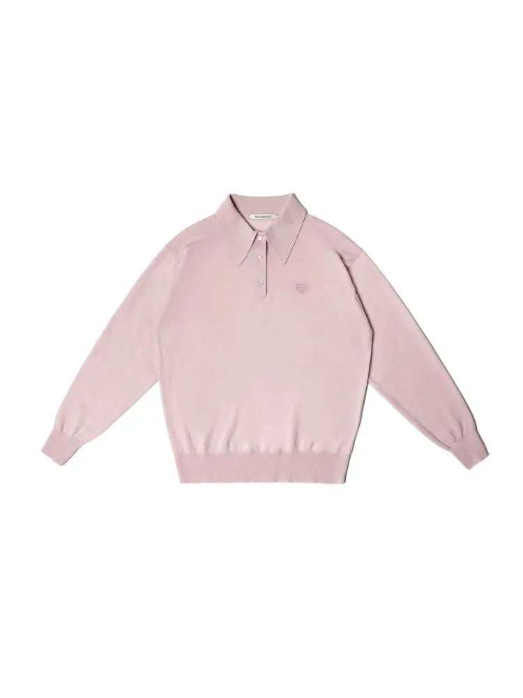 Polo collar long-sleeved jumper【s0000008615】