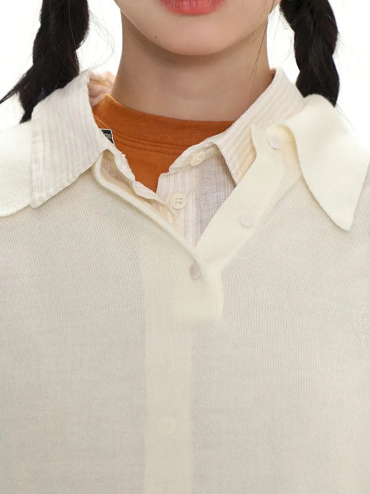 Polo collar long-sleeved jumper【s0000008615】