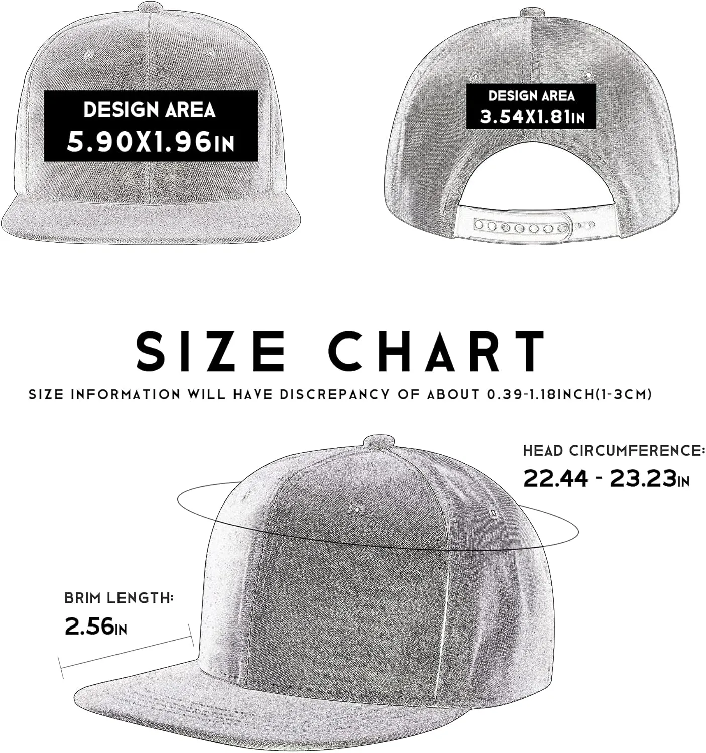 Pranboo Custom Text Snapback Hat/Cap | Embroidered Front & Back | Personalized Flat Brim Hats