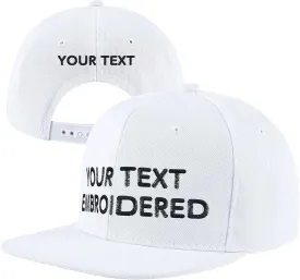 Pranboo Custom Text Snapback Hat/Cap | Embroidered Front & Back | Personalized Flat Brim Hats