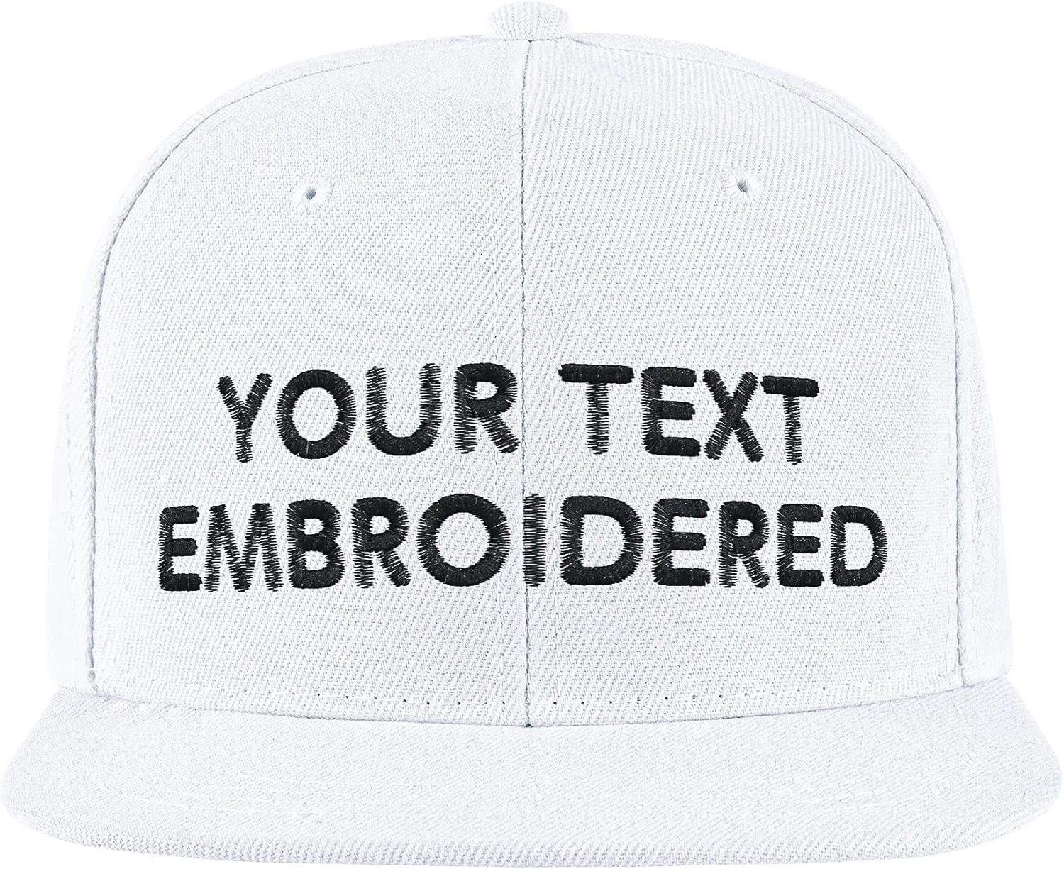 Pranboo Custom Text Snapback Hat/Cap | Embroidered Front & Back | Personalized Flat Brim Hats
