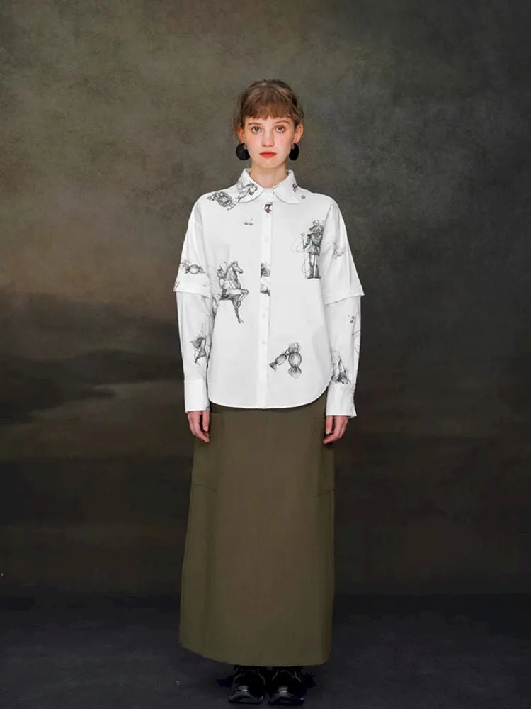 Removable sleeve thickened long-sleeved shirt【s0000005373】