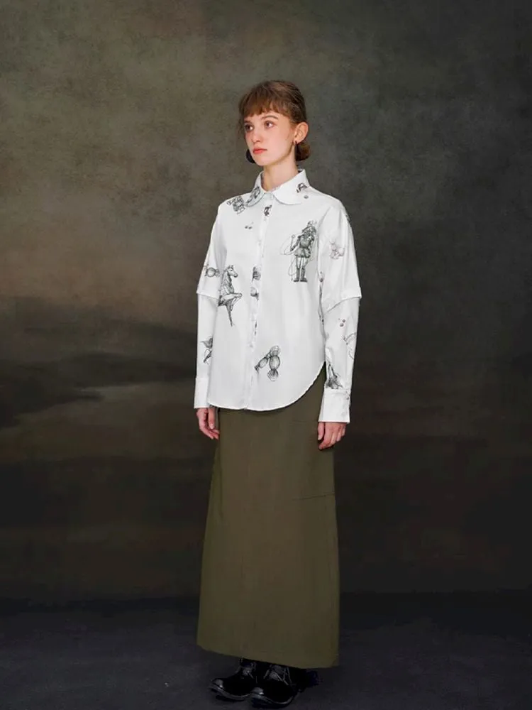 Removable sleeve thickened long-sleeved shirt【s0000005373】
