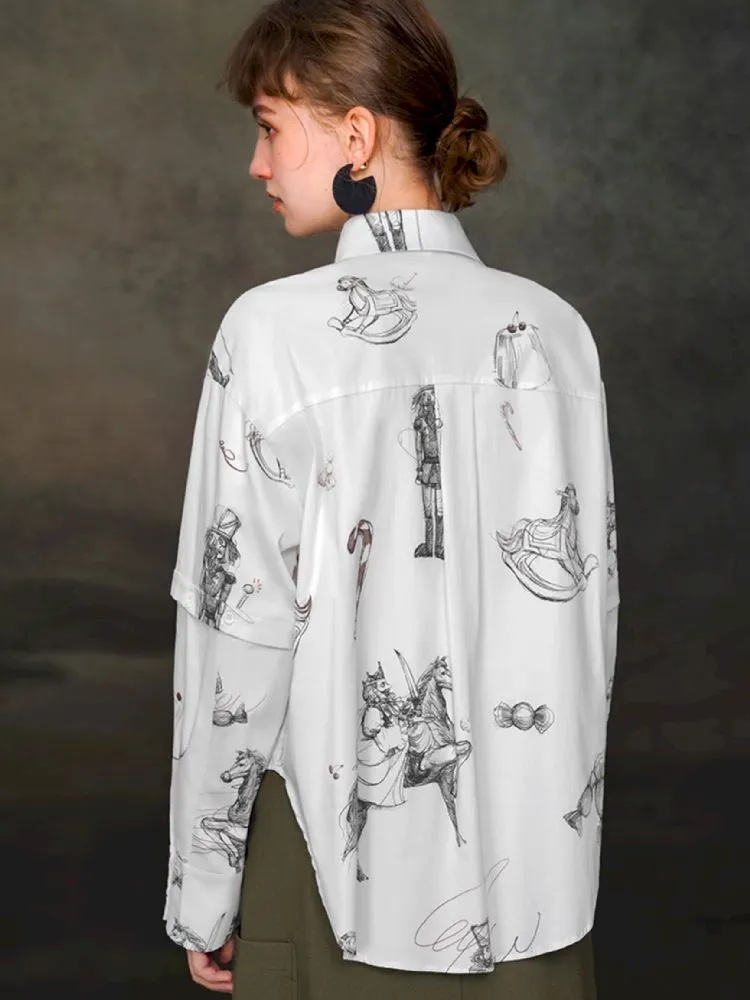 Removable sleeve thickened long-sleeved shirt【s0000005373】