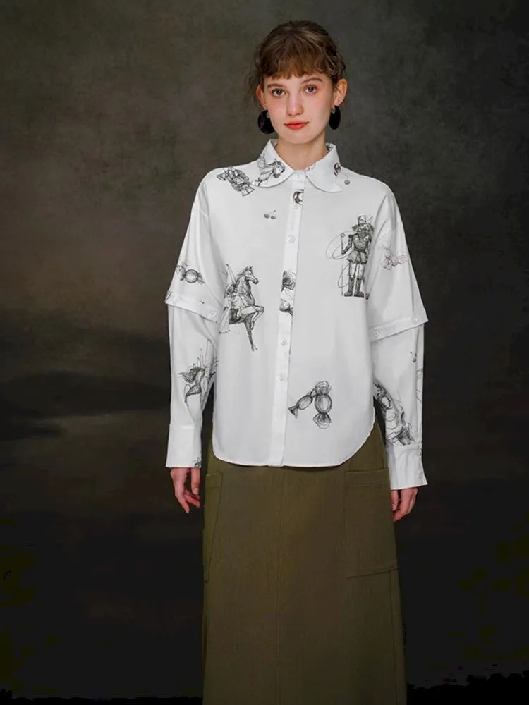 Removable sleeve thickened long-sleeved shirt【s0000005373】