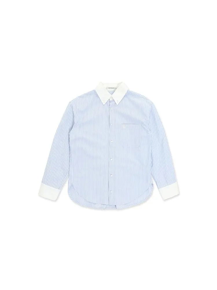 Stripe embroidery label long-sleeved shirt【s0000008650】