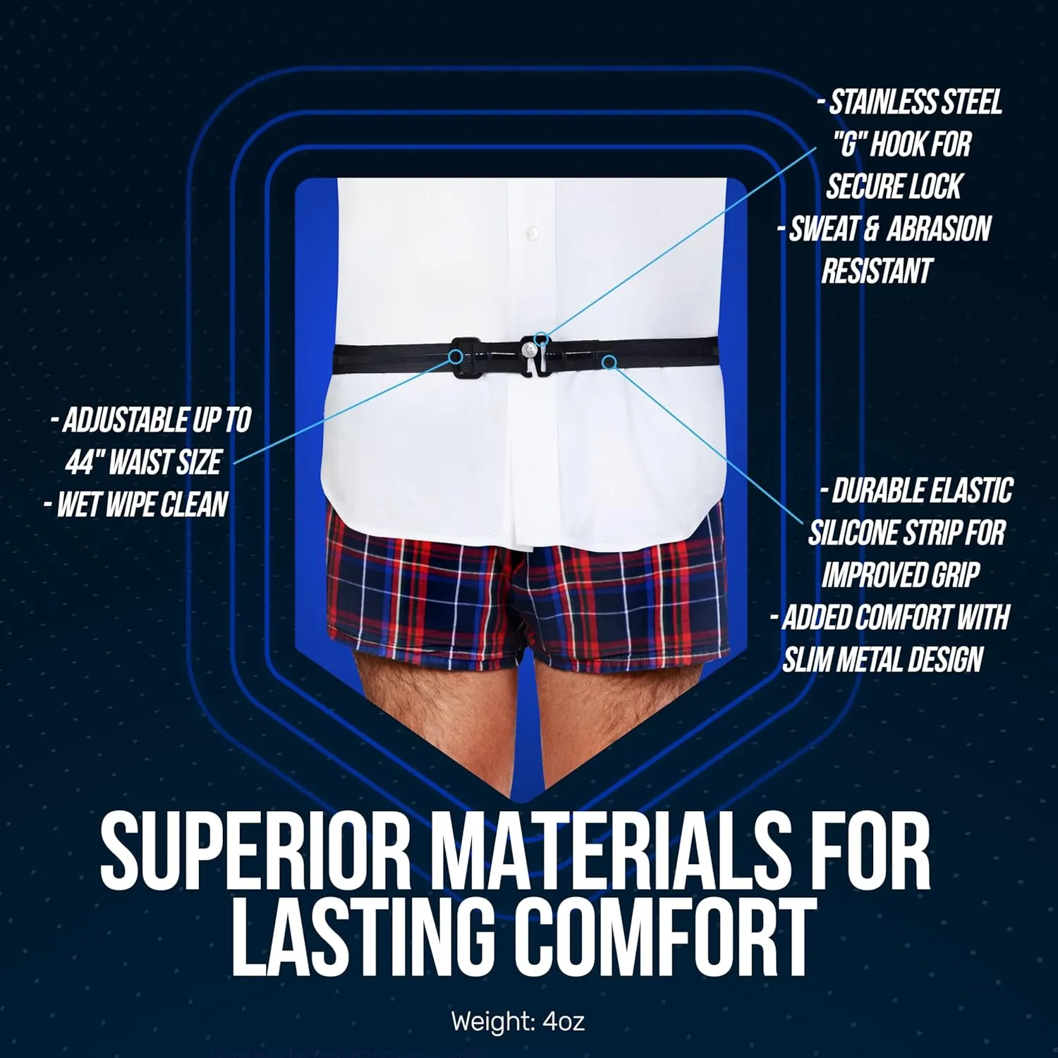 Tuck-It Belt Style Shirt Stay for Men Police and Military from Shirt Stay Plus (Made in USA -Standard Size)(Select Series)