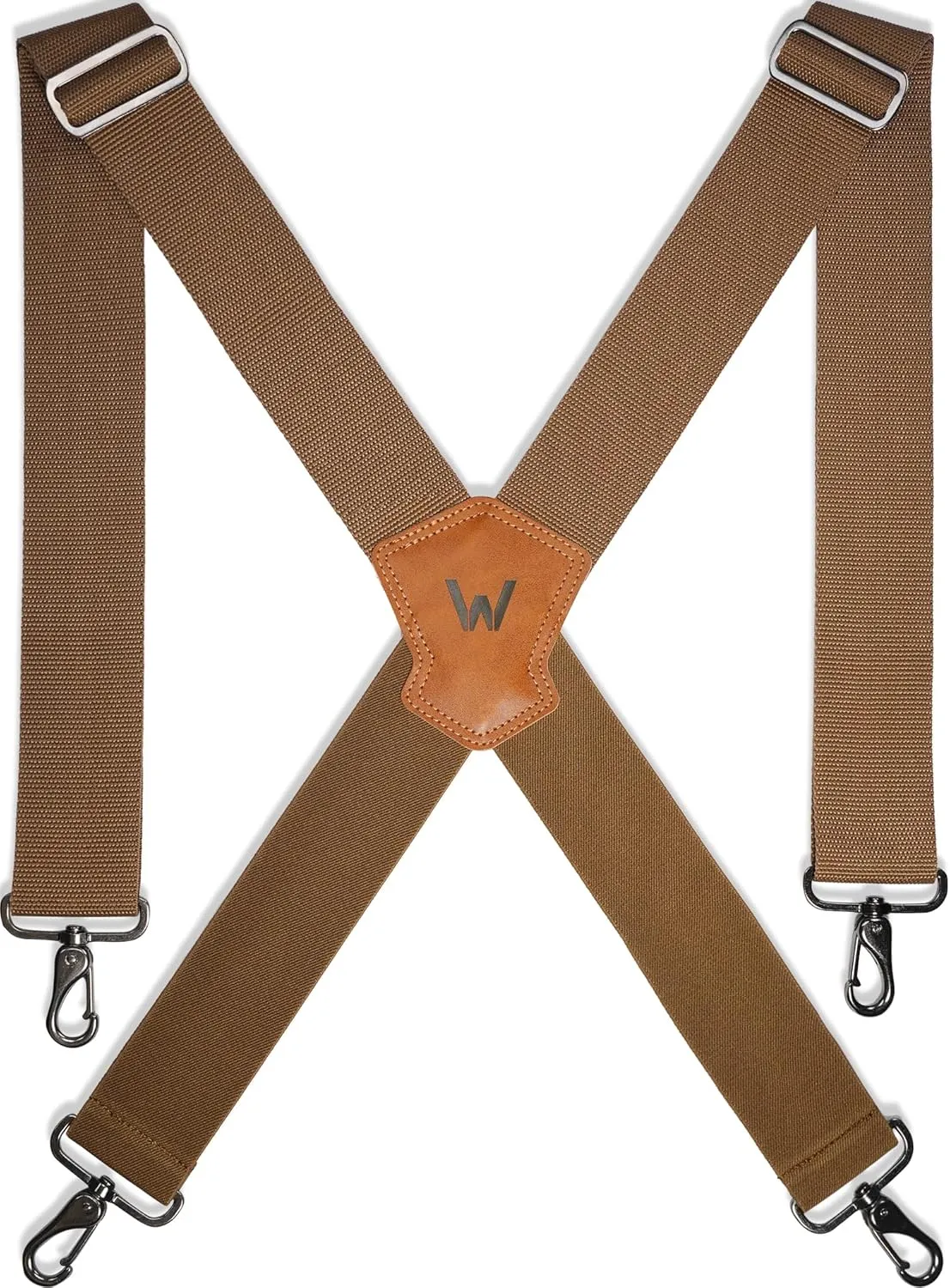 WELKINLAND Khaki 2Inch-Wide Suspenders, Heavy-Duty Work Suspenders Men, Big And Tall Suspenders Men for Pants, Mens Suspender Hooks Belt Loop For Jeans