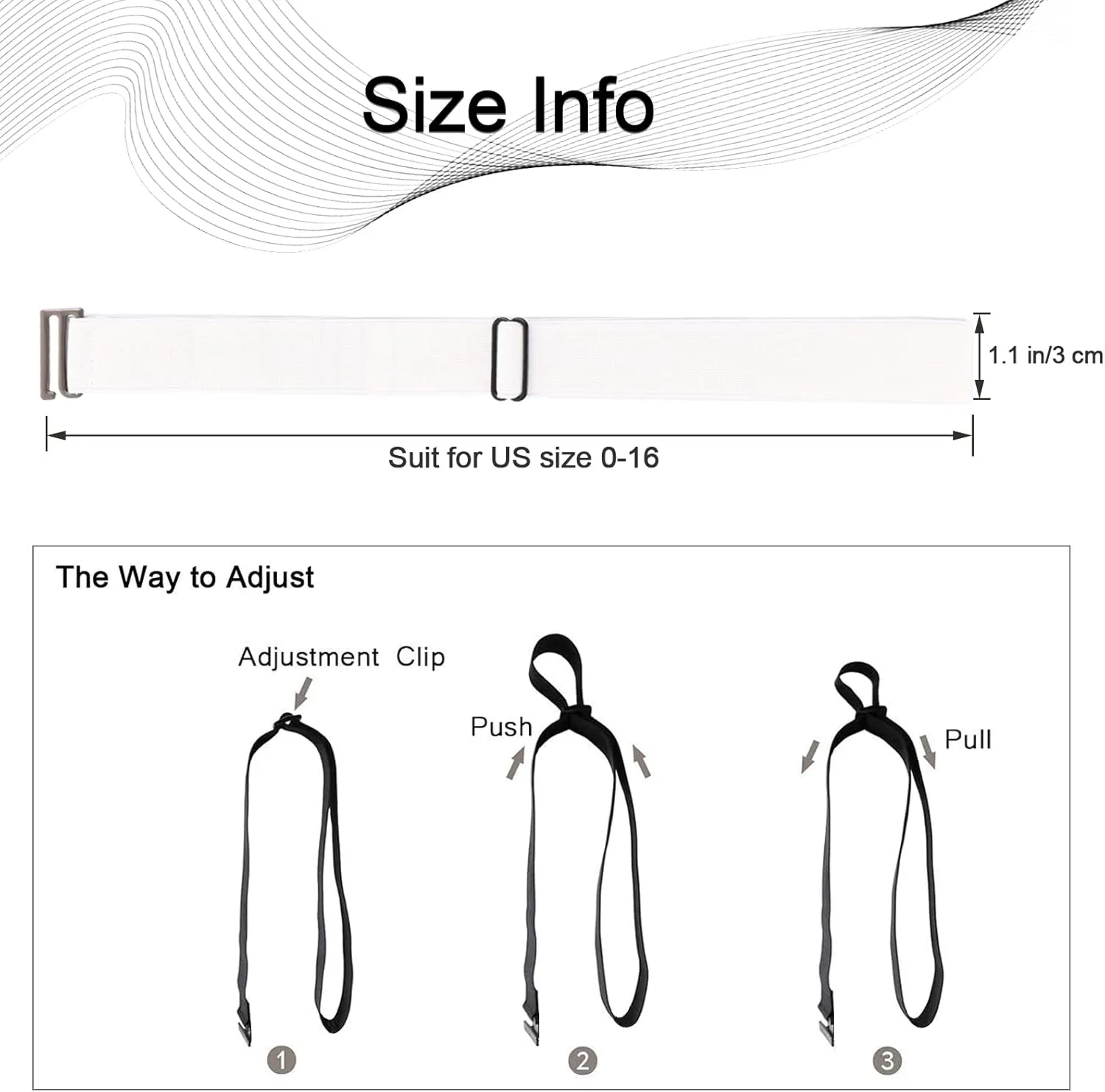Womens No Show Stretch Belt Adjustable Elastic Belts Flat Buckle Belt for Pants Dresses Skirts and Jeans